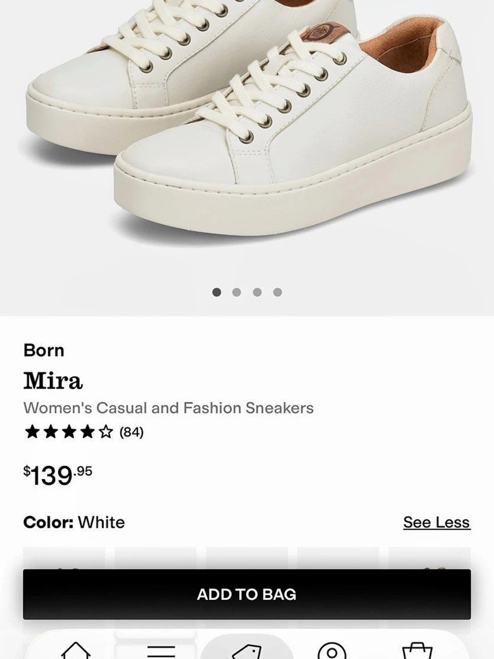 Born Mira White Leather Sneakers